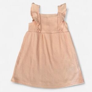 Baby GAP peachy pink ruffle neckline ribbed dress